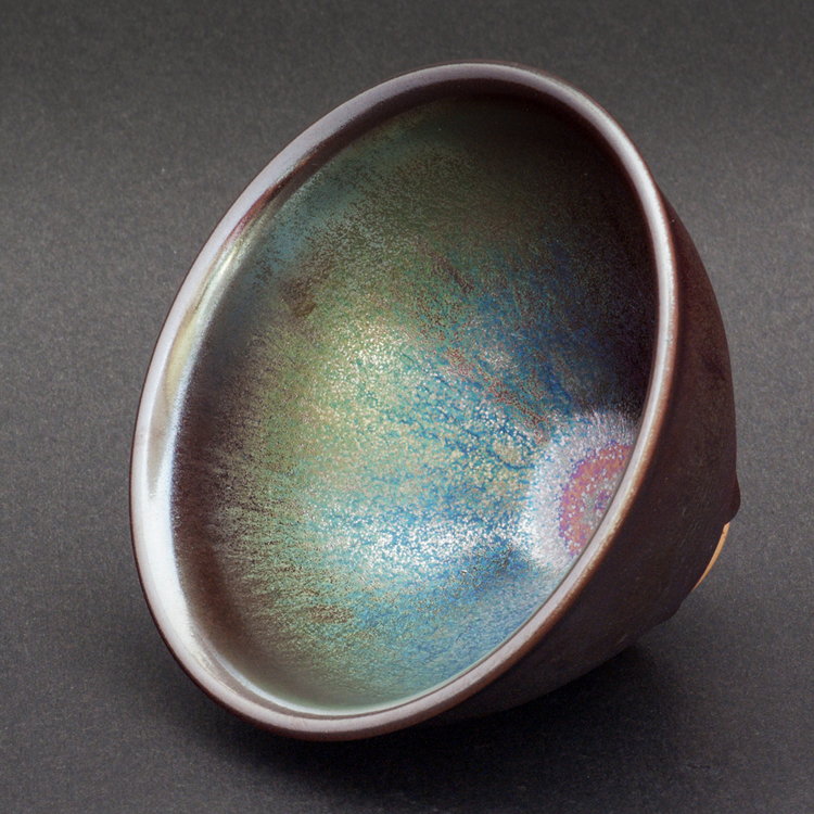 鹿港窯禮品館│辛可窯曜變藍紫金天目-鬥茶碗(極品)