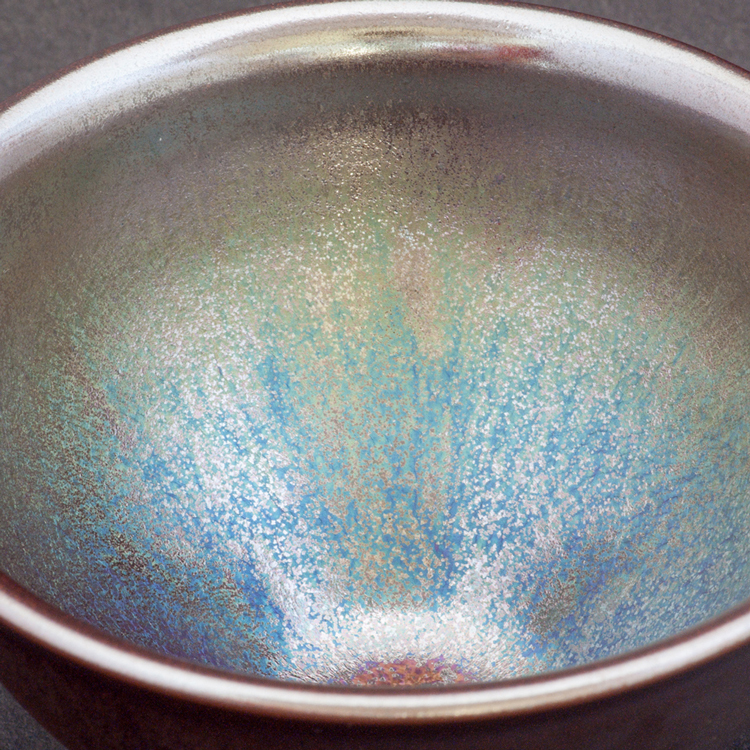 鹿港窯禮品館│辛可窯曜變藍紫金天目-鬥茶碗(極品)