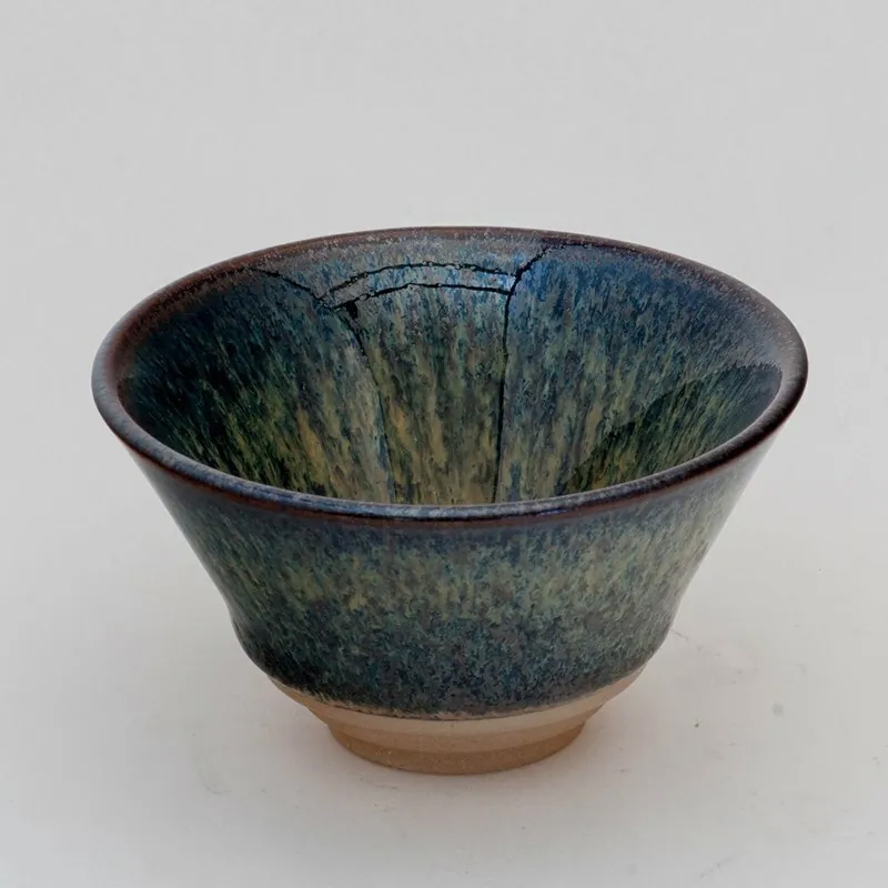 鹿港窯禮品館│曜變藍兔毫天目小斗笠杯50cc 沈昆川作