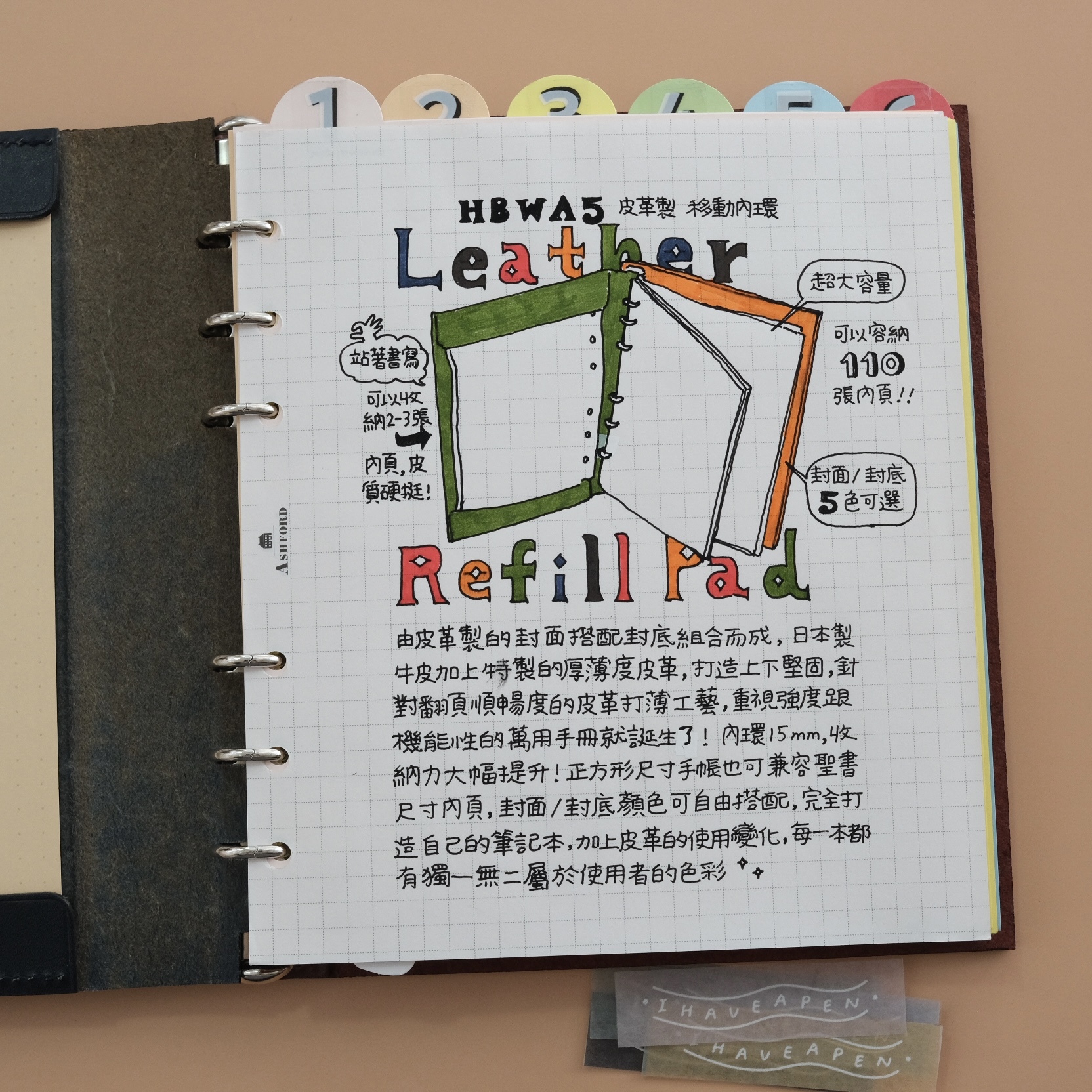 MINI6 M6 尺寸「皮革製」移動式內環 封面 ｜ASHFORD 日本