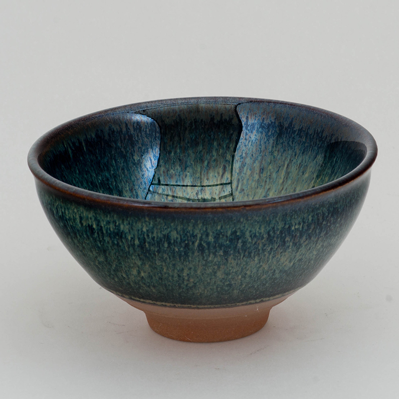 鹿港窯禮品館│曜變藍兔毫天目中茶杯120cc 沈昆川作