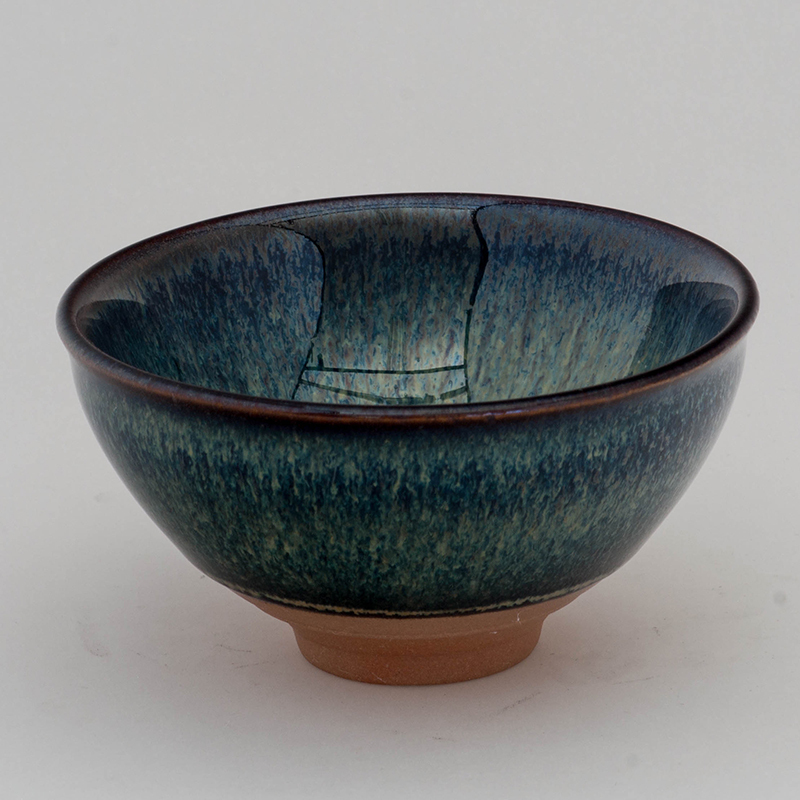 鹿港窯禮品館│曜變藍兔毫天目中茶杯120cc 沈昆川作