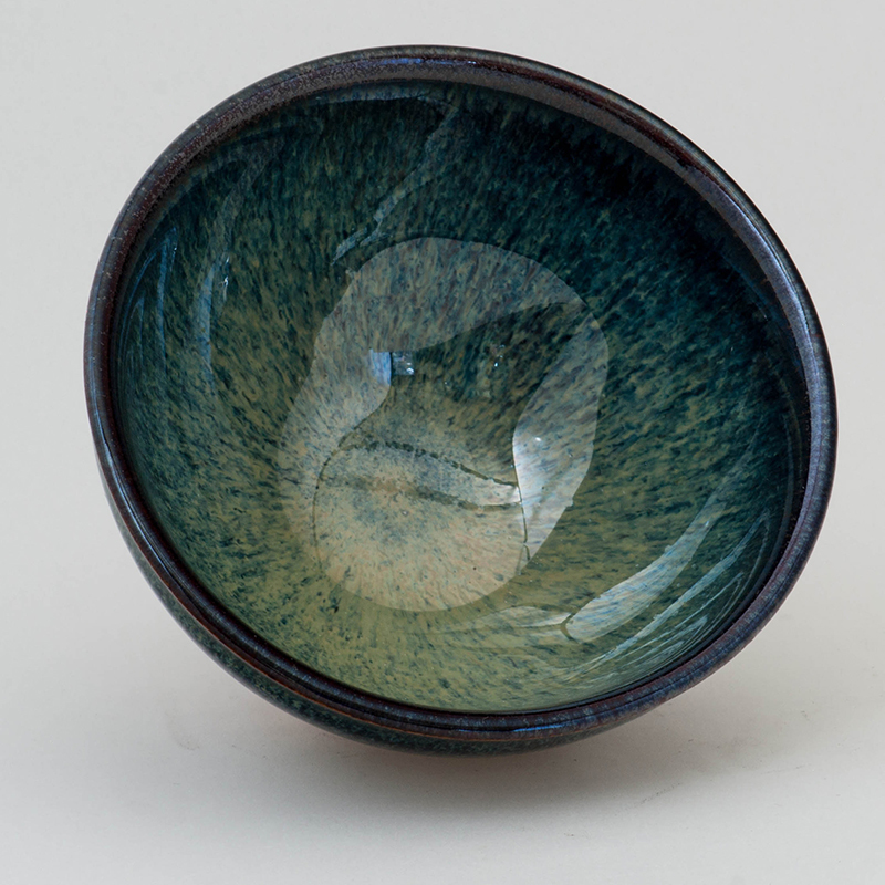 鹿港窯禮品館│曜變藍兔毫天目中茶杯120cc 沈昆川作