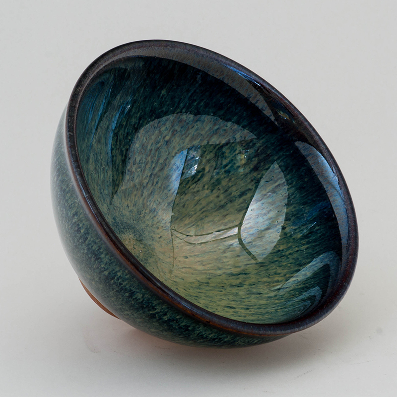 鹿港窯禮品館│曜變藍兔毫天目中茶杯120cc 沈昆川作