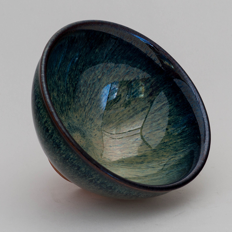 鹿港窯禮品館│曜變藍兔毫天目中茶杯120cc 沈昆川作