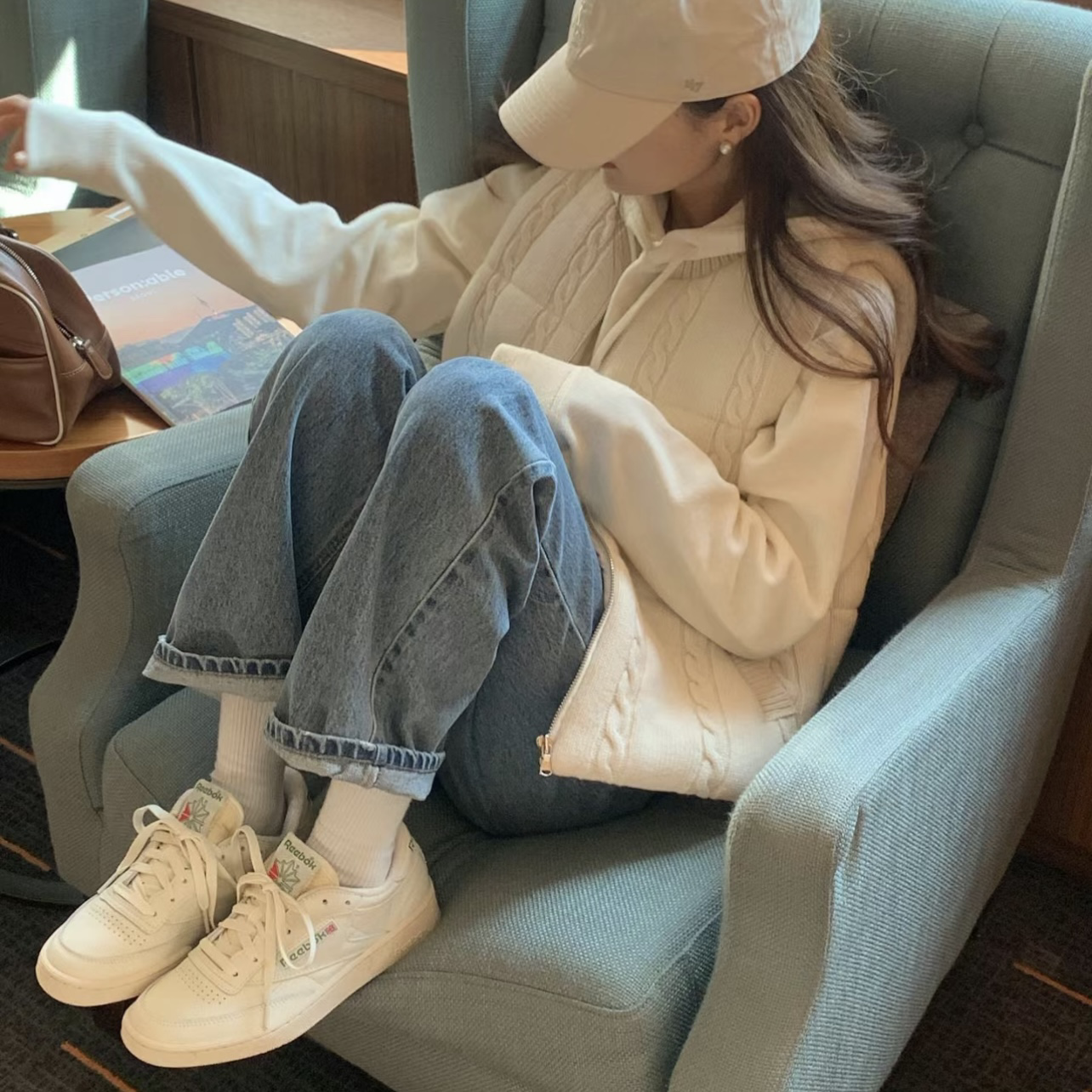 預訂 | Reebok Club C 85 Vintage 綠字 復古造舊 奶油色