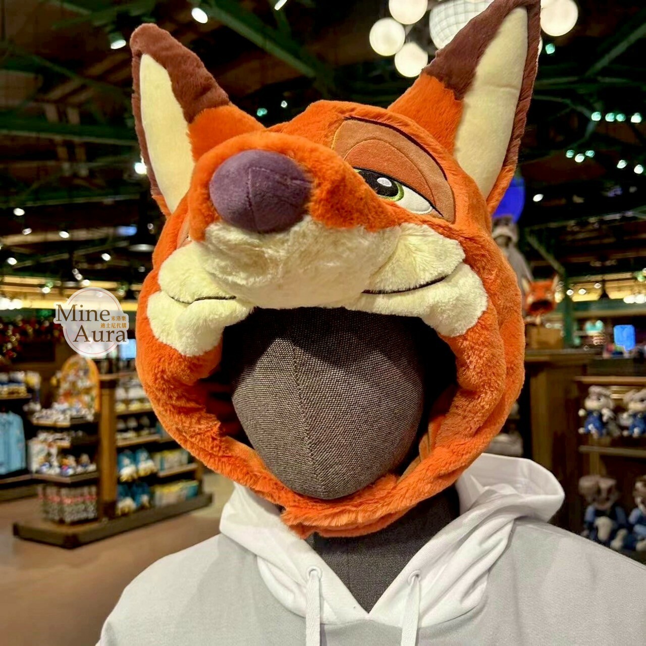 胡尼克 Nick 絨毛大頭 造型 頭套 保暖 帽子 動物方城市 Zootopia -上海迪士尼樂園