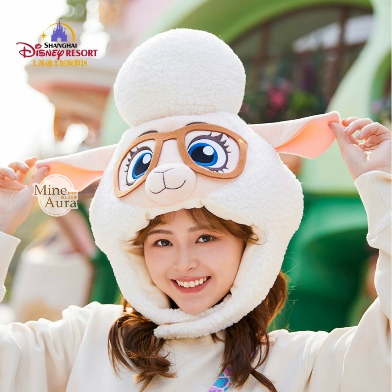 (限時特價) 副市長 羊咩咩 Dawn Bellwether 絨毛大頭 造型 頭套 保暖 帽子 動物方城市 Zootopia -上海迪士尼樂園