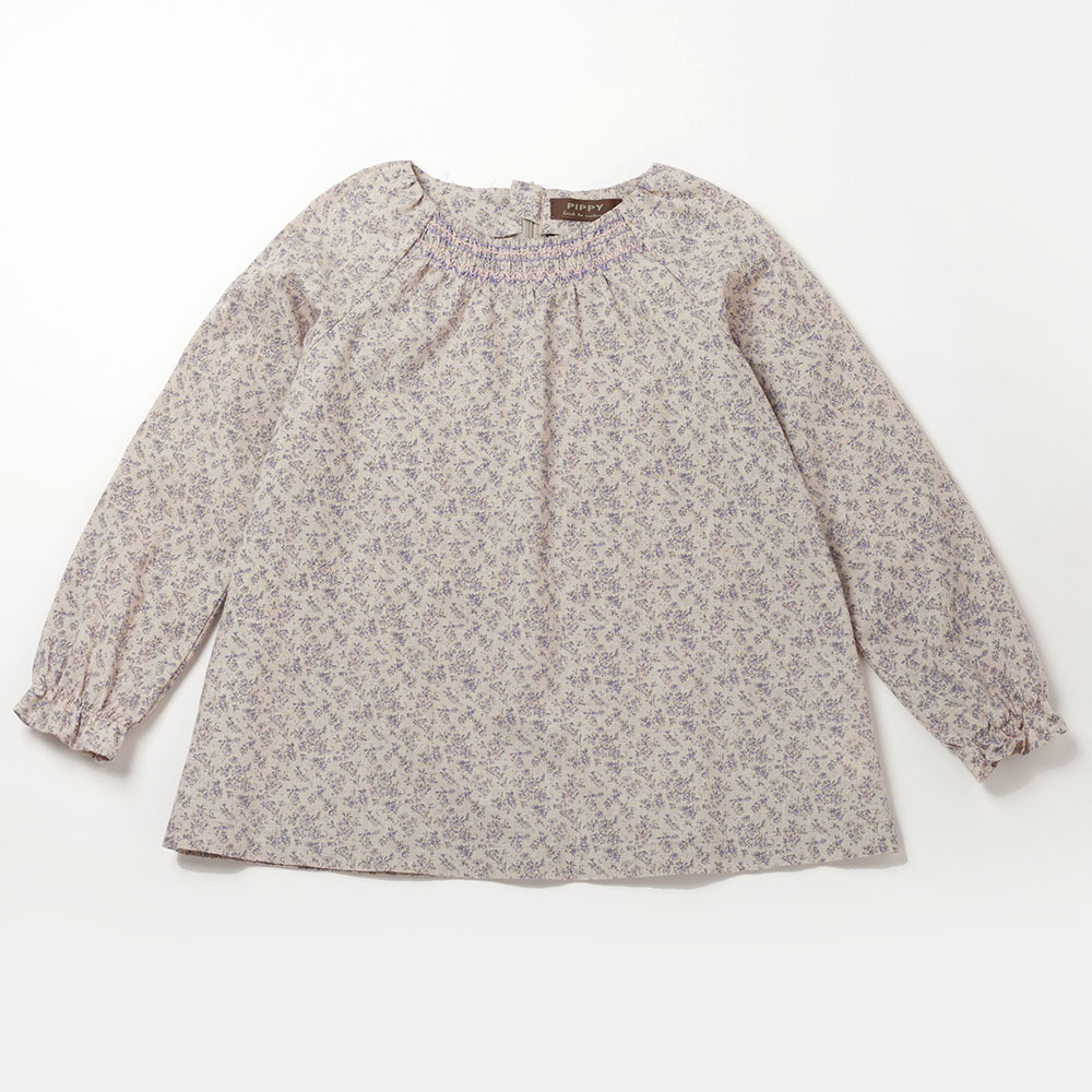 PIPPY 夢幻小碎花純棉圓領長袖上衣 紫