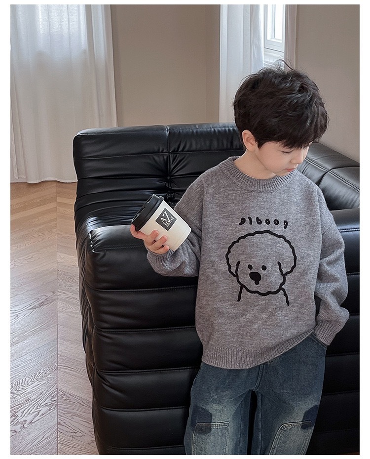 北極絨刺繡狗狗毛衣