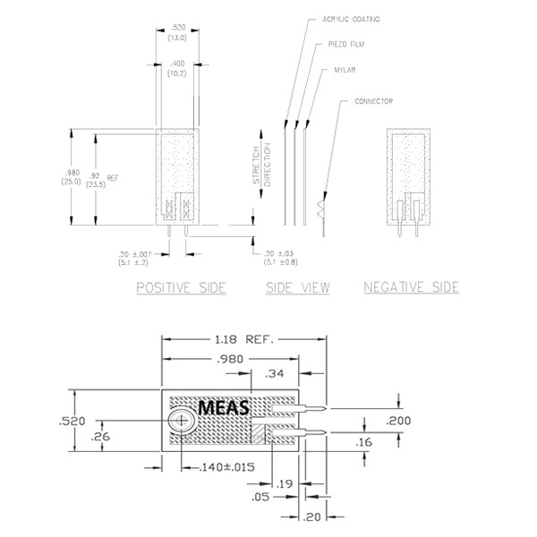 壓電式振動感測器 Piezo Vibration Sensor MEAS Large