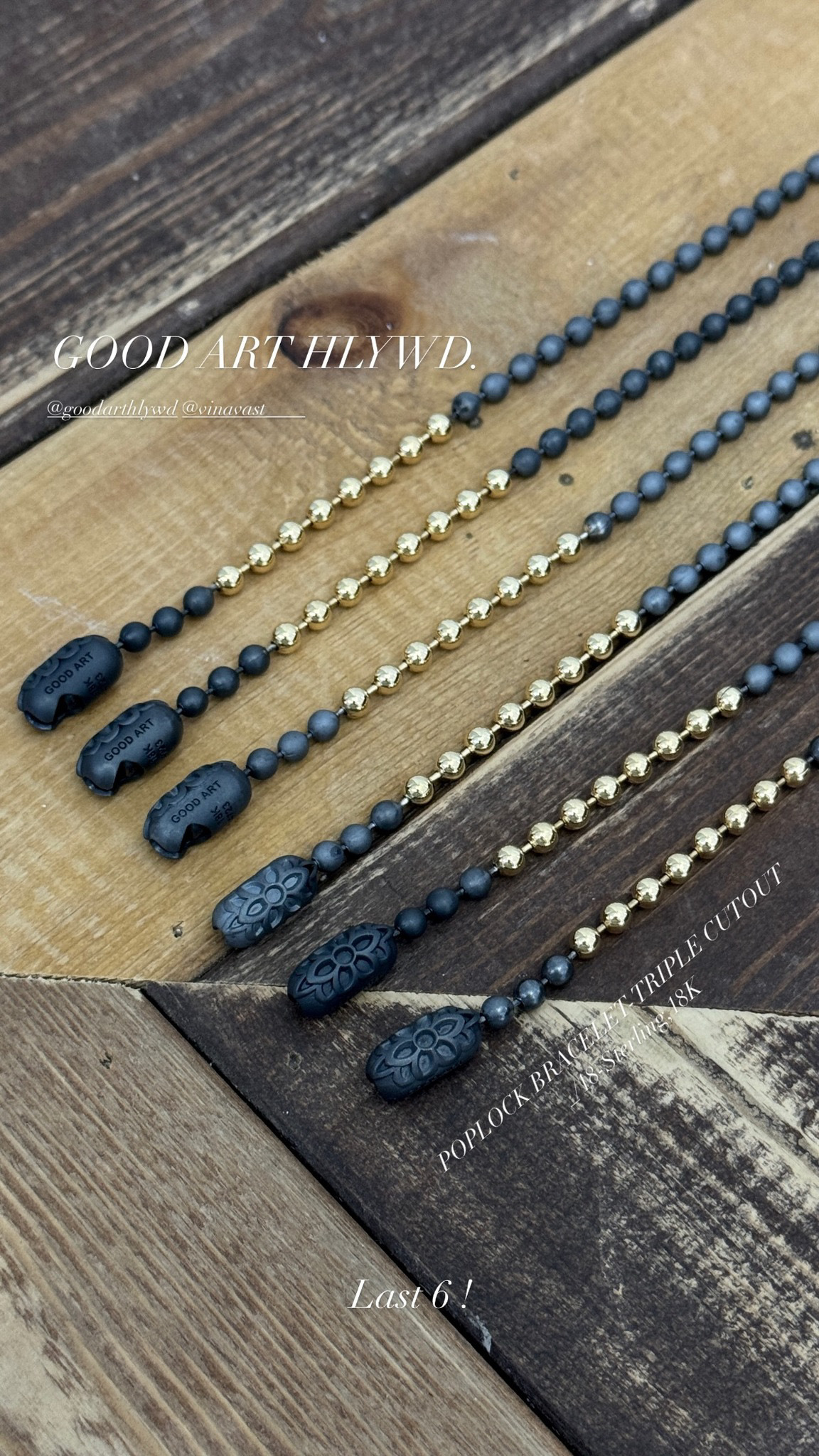 Poplock Bracelet | Triple Cutout 8 / 18 - Sterling & 18K - 8" vinavast exclusive two tone