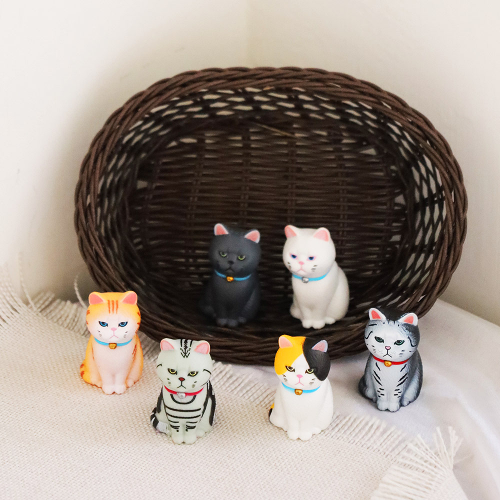 O'Pretty 歐沛媞 手作可愛公仔擺飾-厭世貓六入組