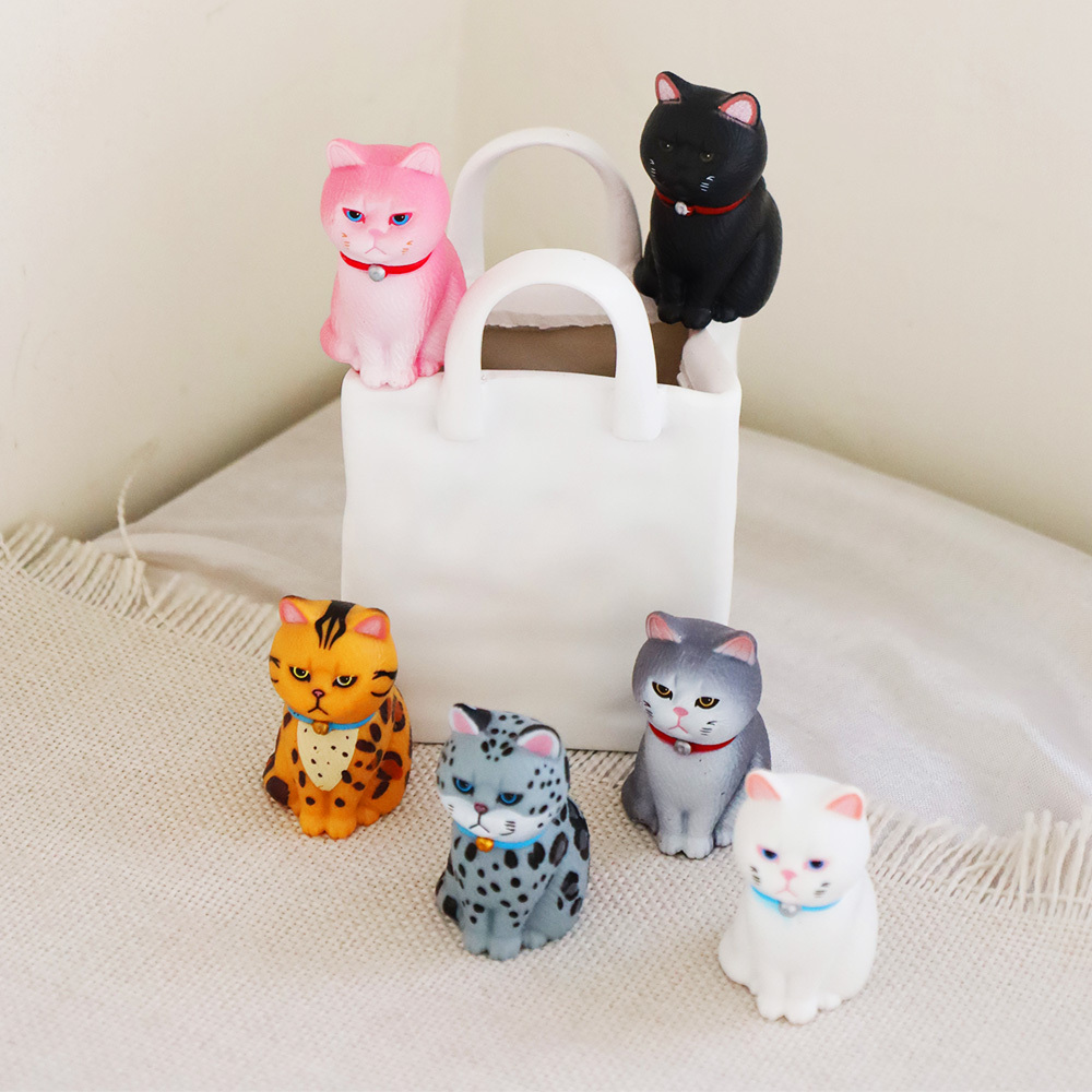 O'Pretty 歐沛媞 手作可愛公仔擺飾-厭世貓六入組