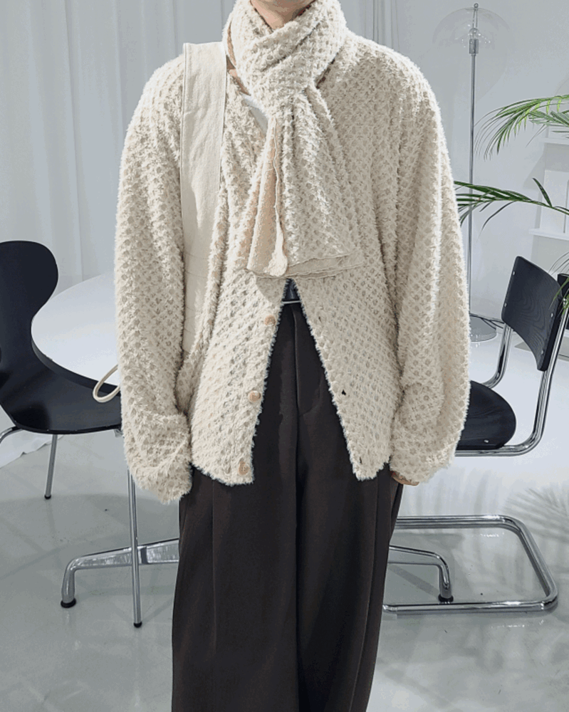 希臘馬海毛開衫&圍巾