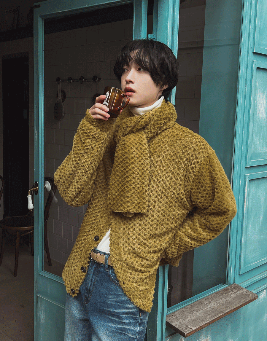 希臘馬海毛開衫&圍巾