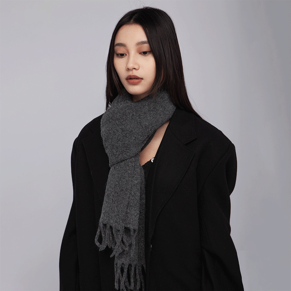 流蘇羊毛混紡圍巾