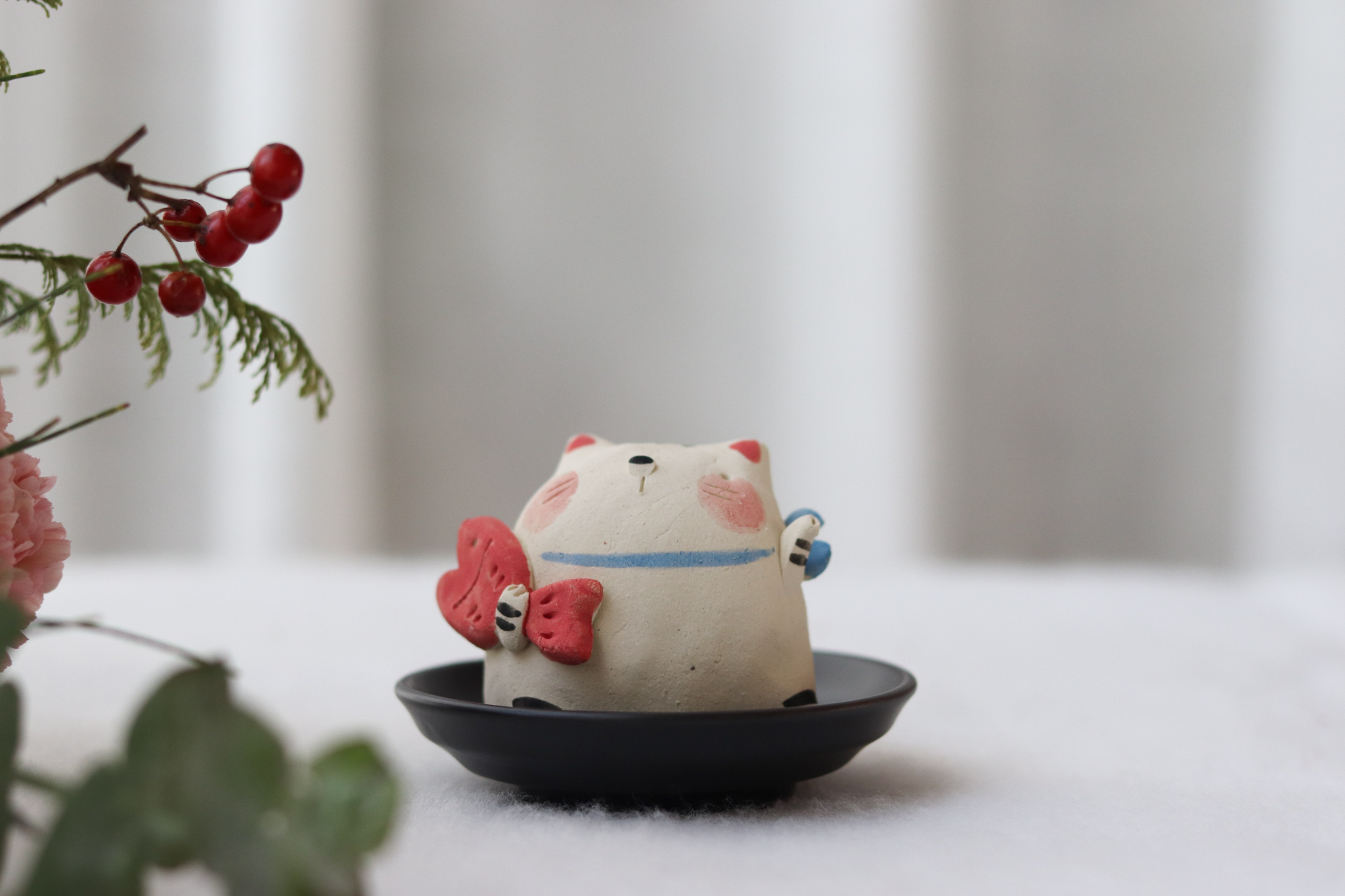 日本 小豆工房 鯛魚招財貓 香立