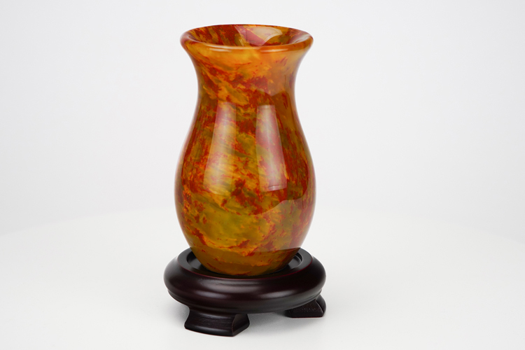 鹿港窯禮品館 │琥珀玉石花瓶 擺件