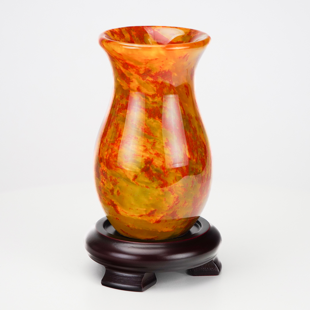 琥珀玉石花瓶 擺件  聚財聚氣 吸晴 亮眼原石原礦 助靈感外國人喜歡