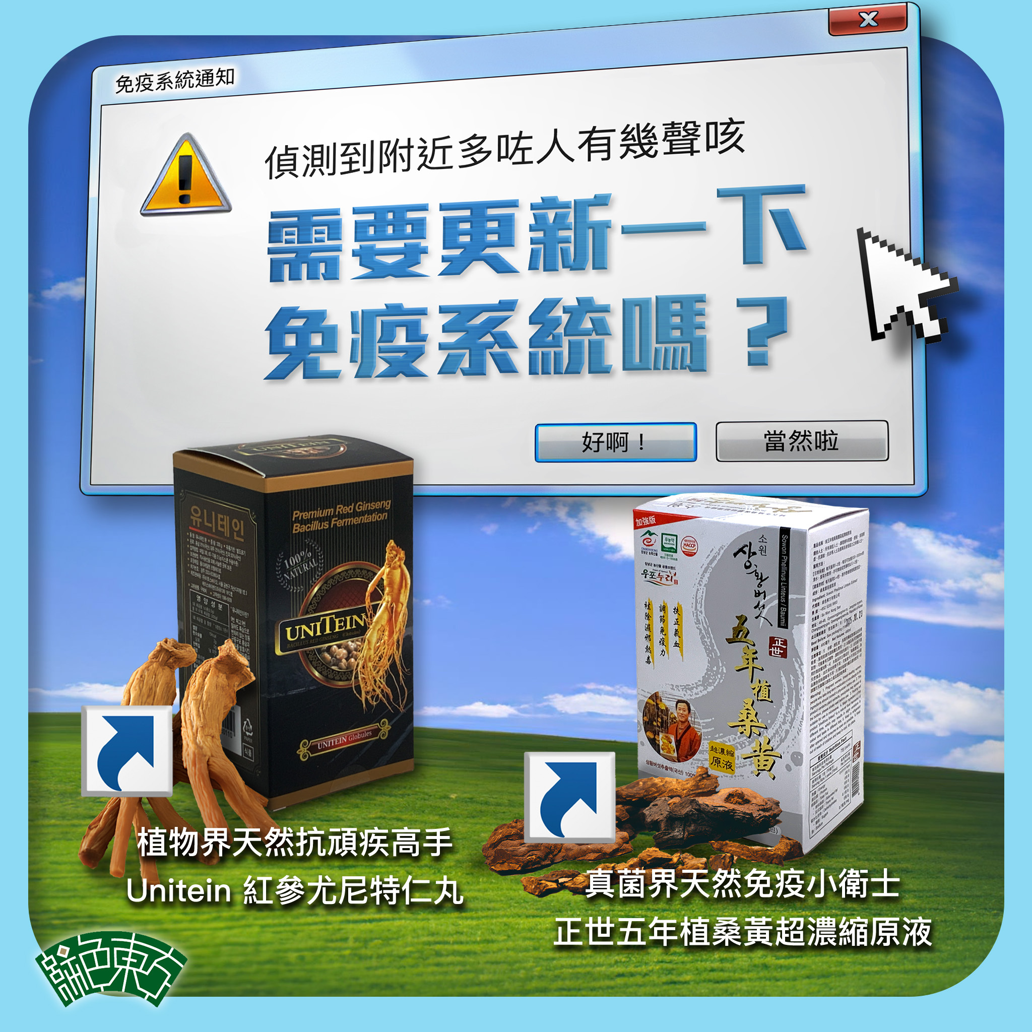 以下兩個產品就冇呢樣問題！天然、溫和、韓國原料！直接幫自身抵禦外來病菌。Unitein-紅參尤尼特仁丸 正世五年植桑黃超濃縮原液【加強版】