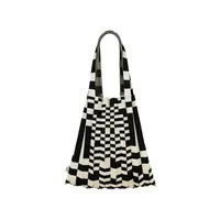 [S] PLEATS MAMA PLEATED SHOULDER BAG STRIPE,BLACK, PM11ZW-SB10-BK1 [FINAL SALE] (SPL27)
