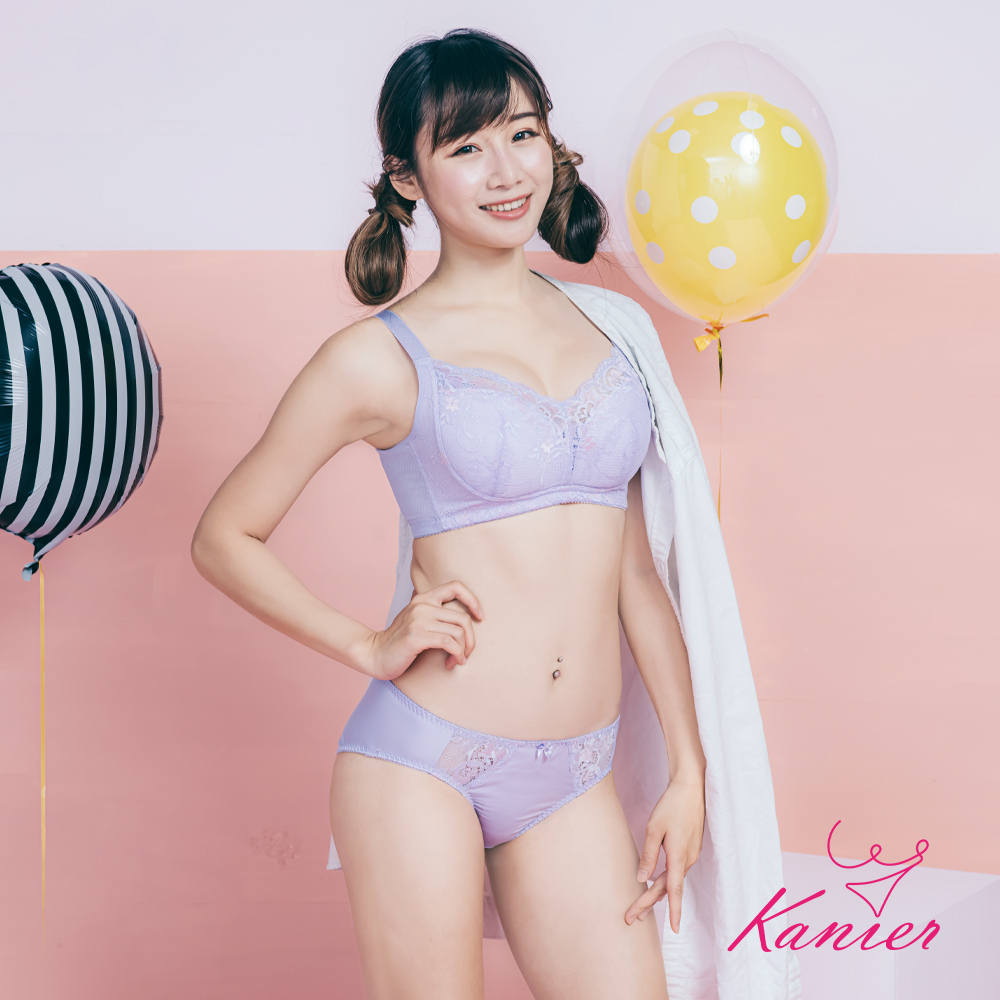 【Kanier卡妮兒】夢裡花叢間 無鋼圈內衣成套組【5010 紫色 / 紅色 -C.D.E罩杯】