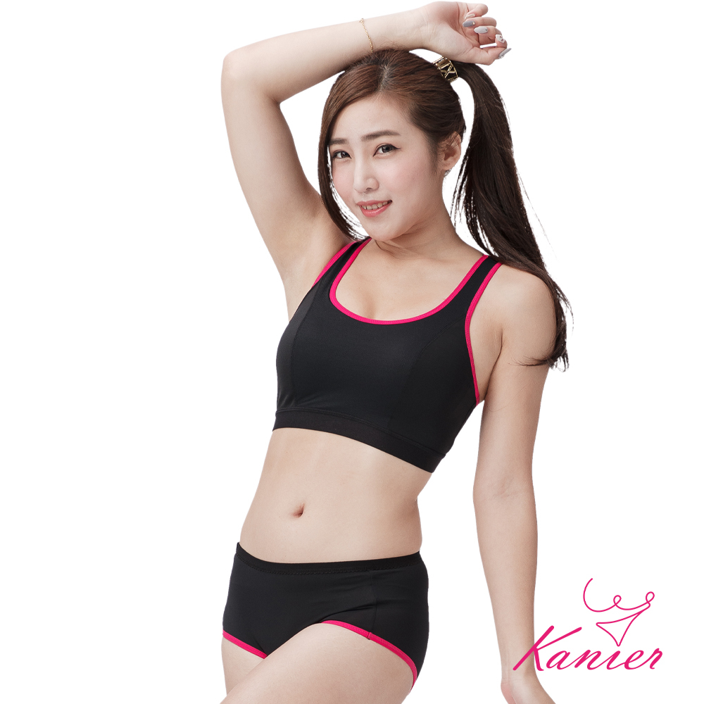 【Kanier卡妮兒】3M吸溼排汗布 挖背後扣運動內衣成套組【2593 黑色/ 灰色 / 桃紅 -AB罩杯 M / L / XL / XXL(Q) | CD罩杯 M / L / XL / XXL(Q) / XXXL(EQ)】