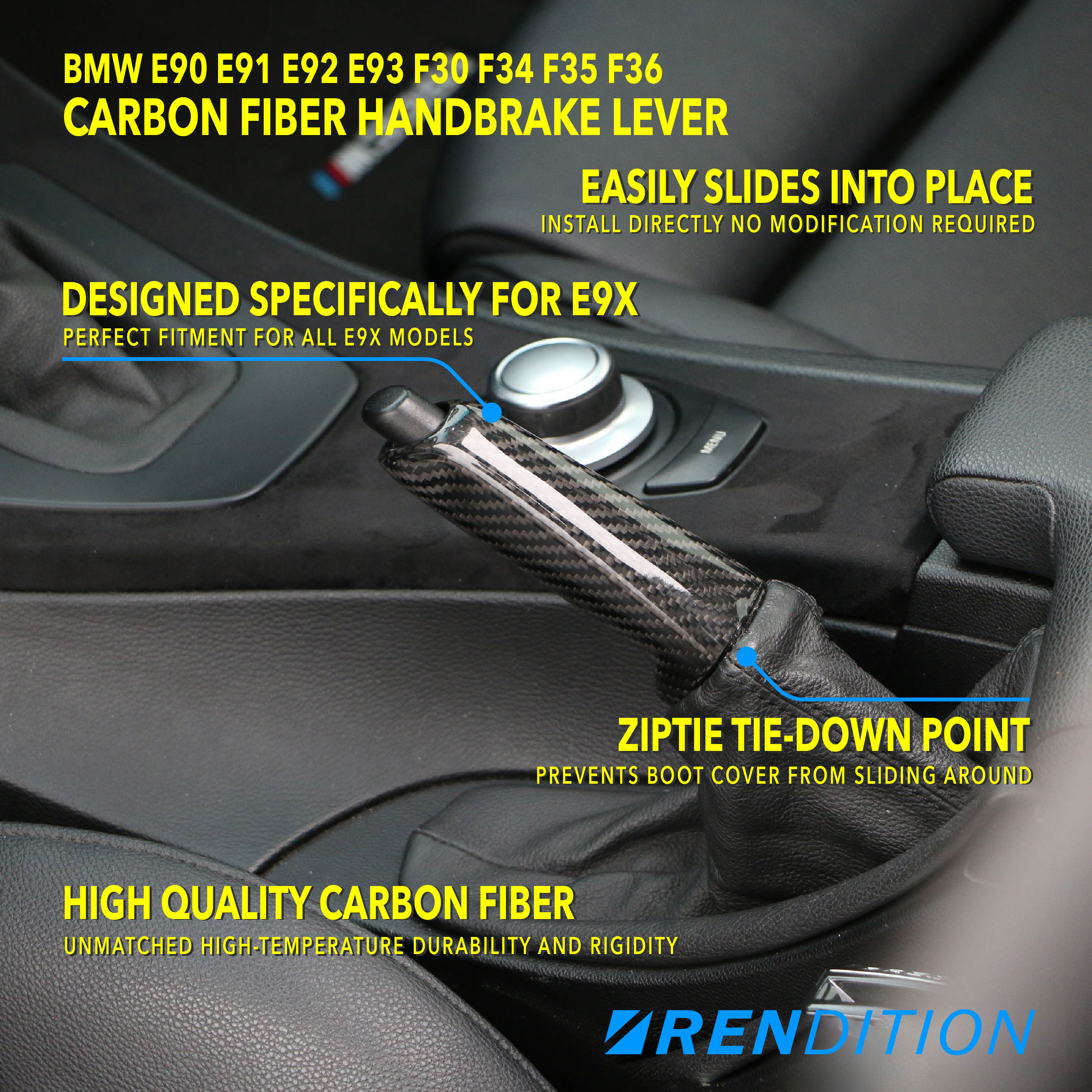 BMW E90 E91 E92 E93 F30 F34 F35 F36 CARBON FIBER HANDBRAKE LEVER