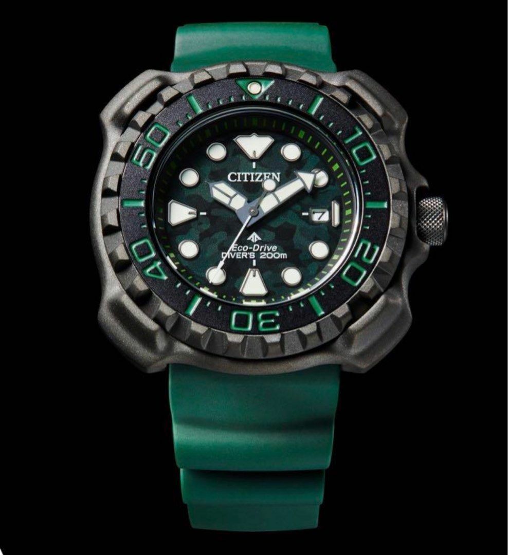 行貨 CITIZEN PROMASTER 星辰錶 BN0228-06W 1982復刻版 Marine系列 超級鈦錶殼 Duratect MRK Watch 限量綠迷彩 光動能200M潛水男錶