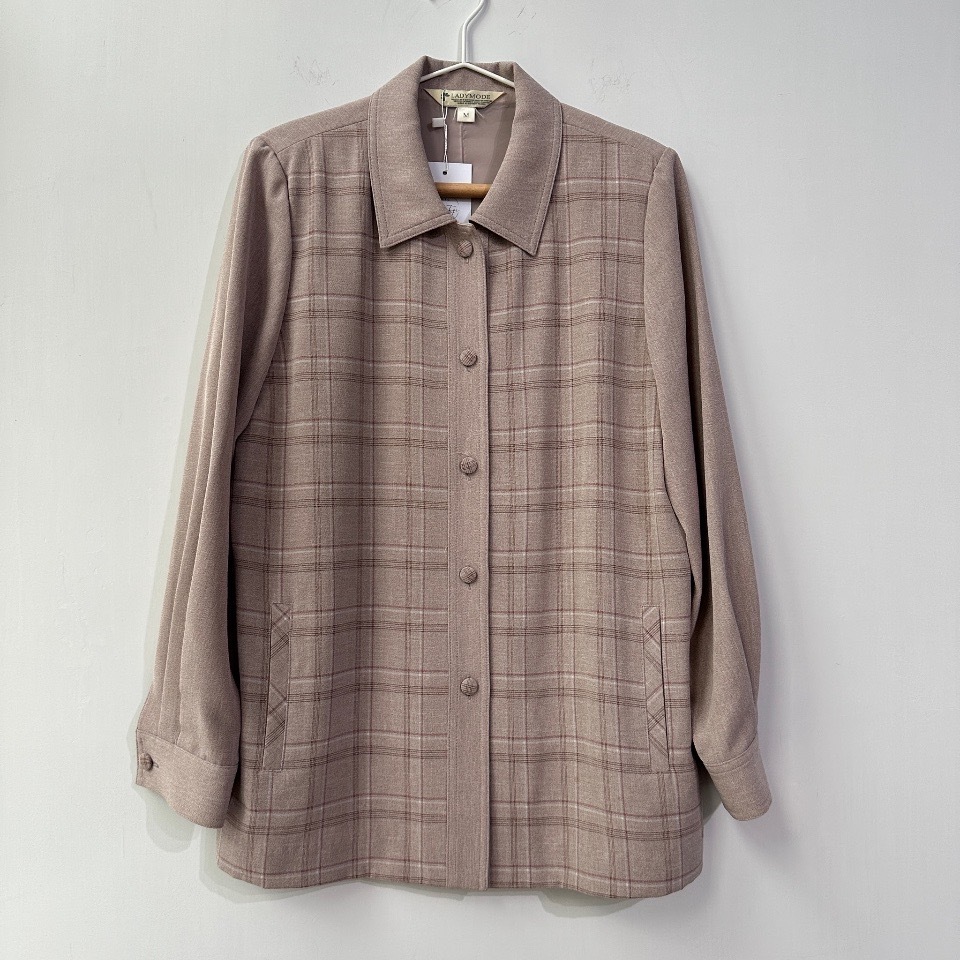 日本製淡粉紫色格紋上衣