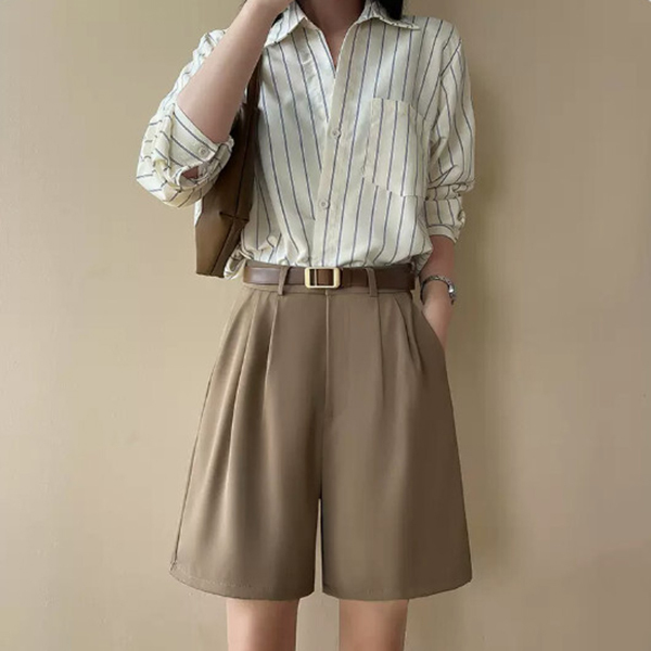 women's suit shorts wide leg quarter pants