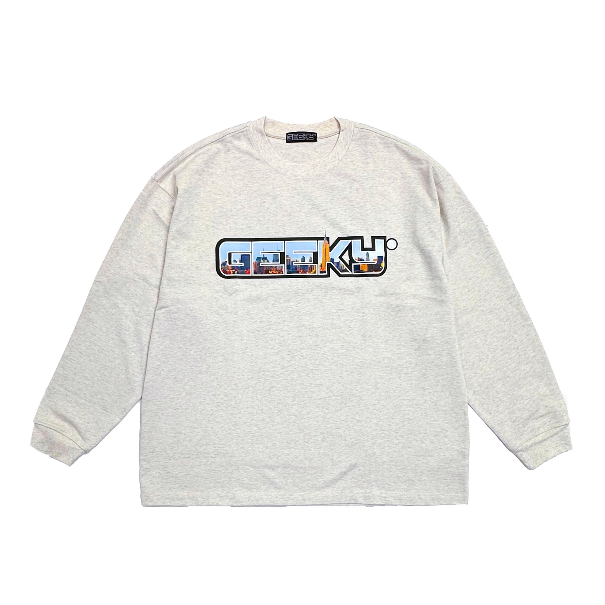 GEEKY 紐約市長袖T-燕麥灰