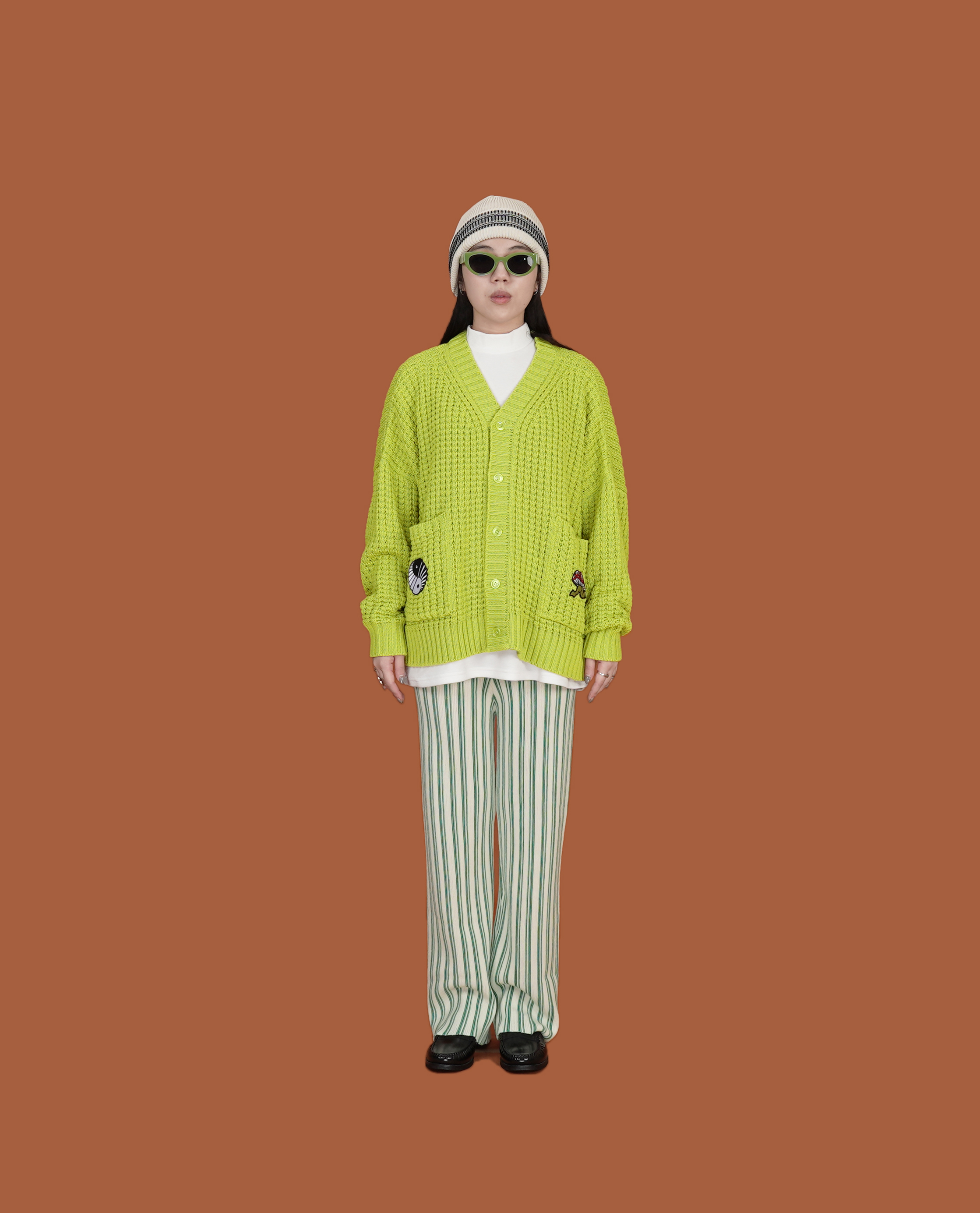 O.POism 歐波医生V領太極香菇粗針織開襟衫