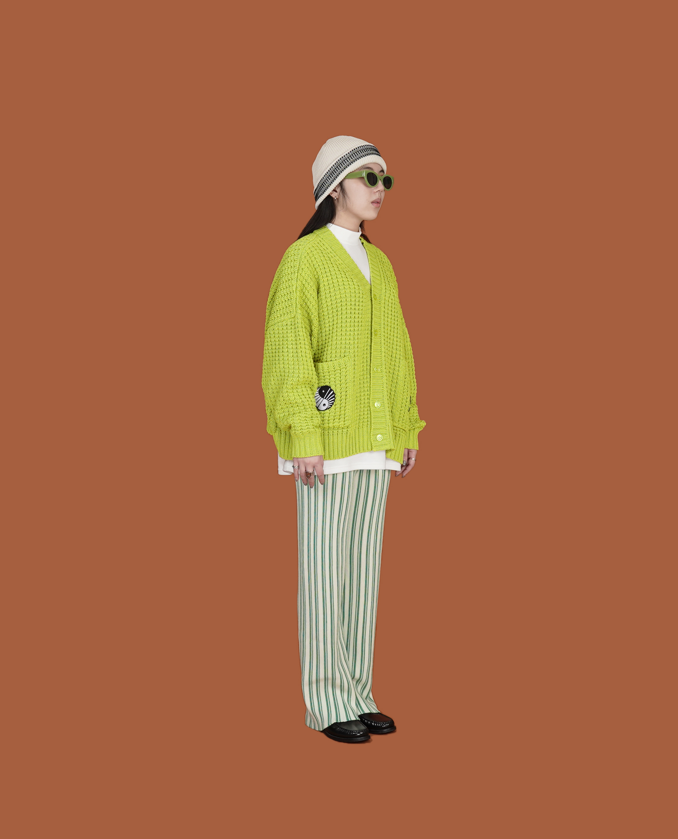 O.POism 歐波医生V領太極香菇粗針織開襟衫