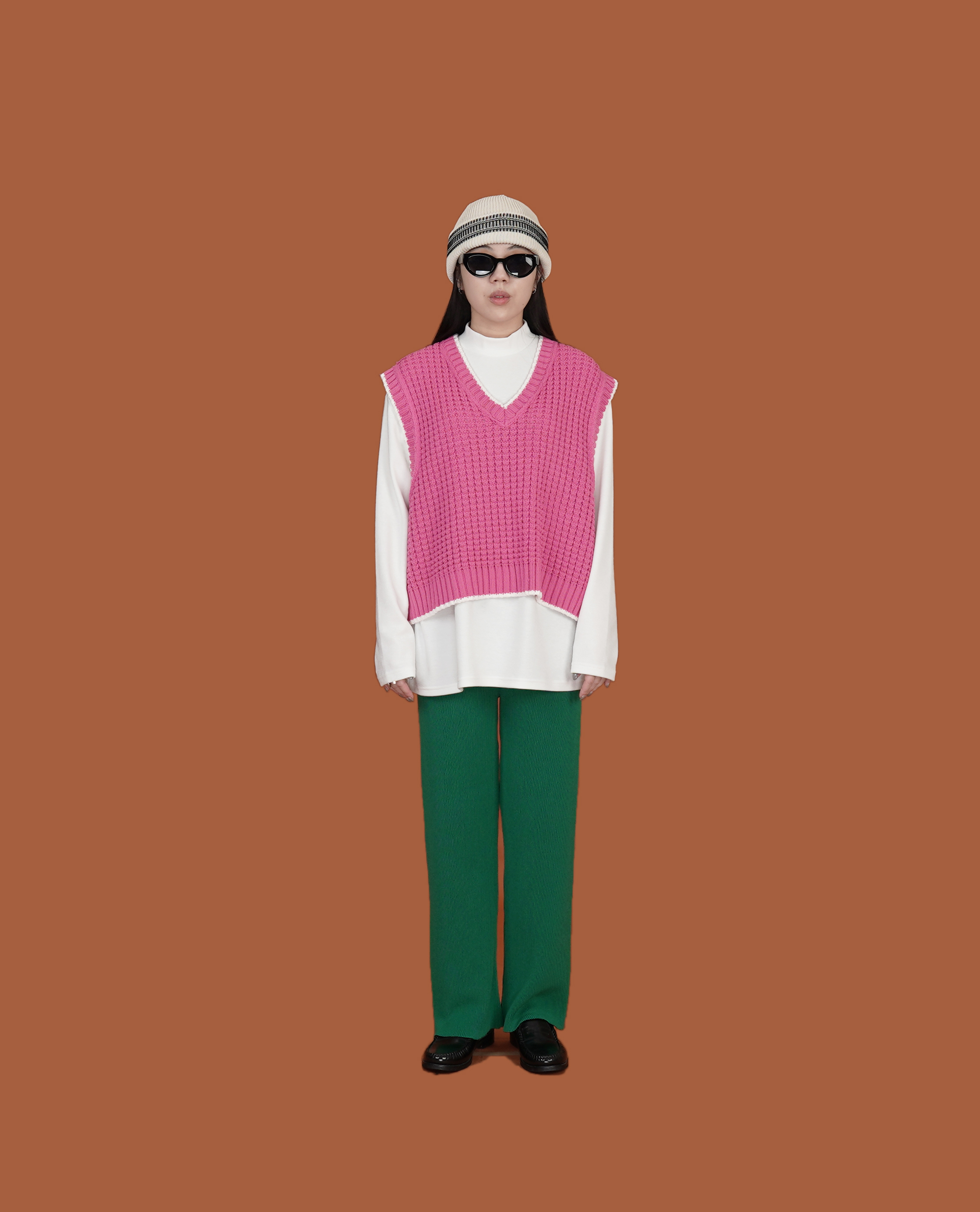 O.POism 歐波医生撞色滾邊寬短針織背心