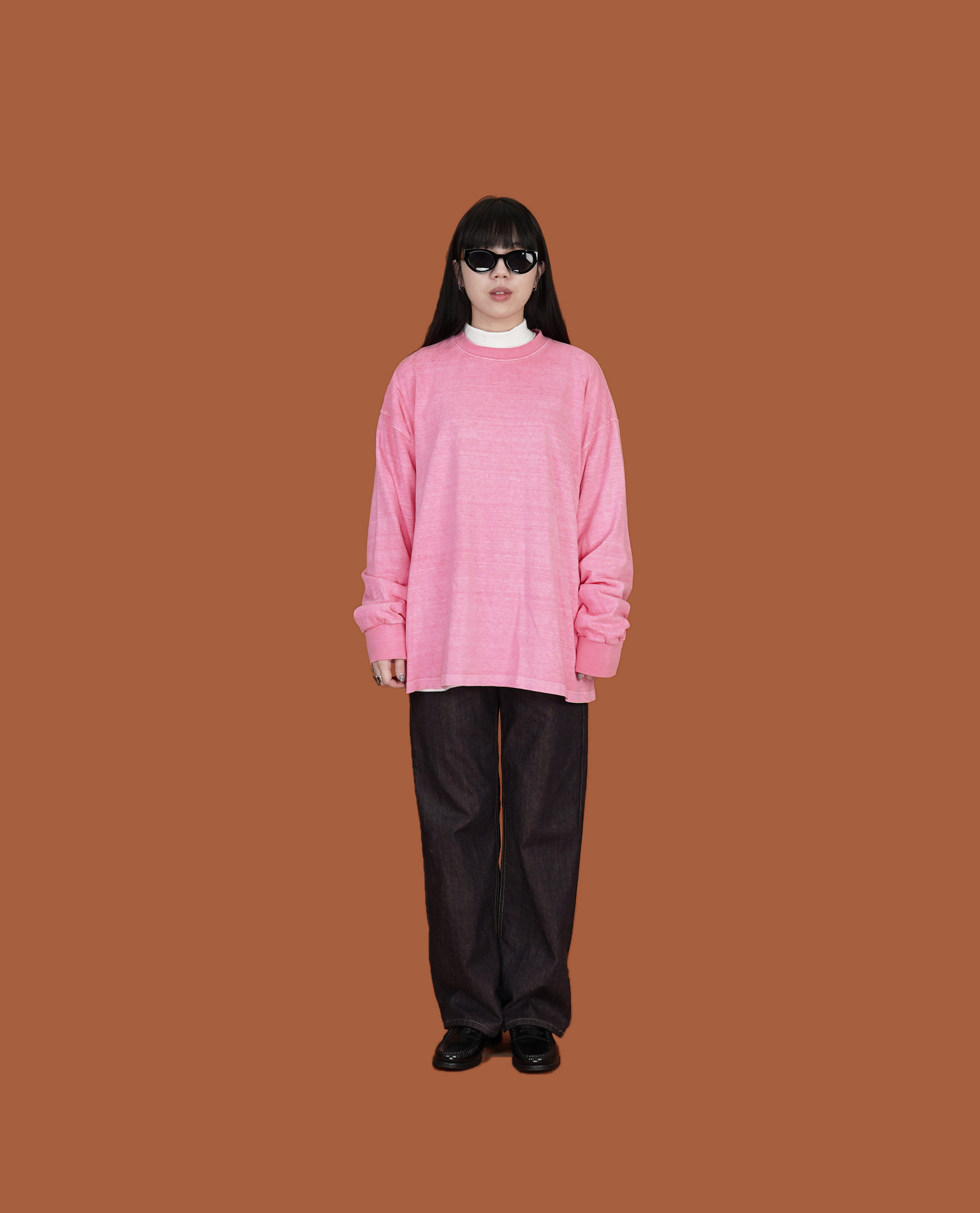 水洗羅紋領長袖t