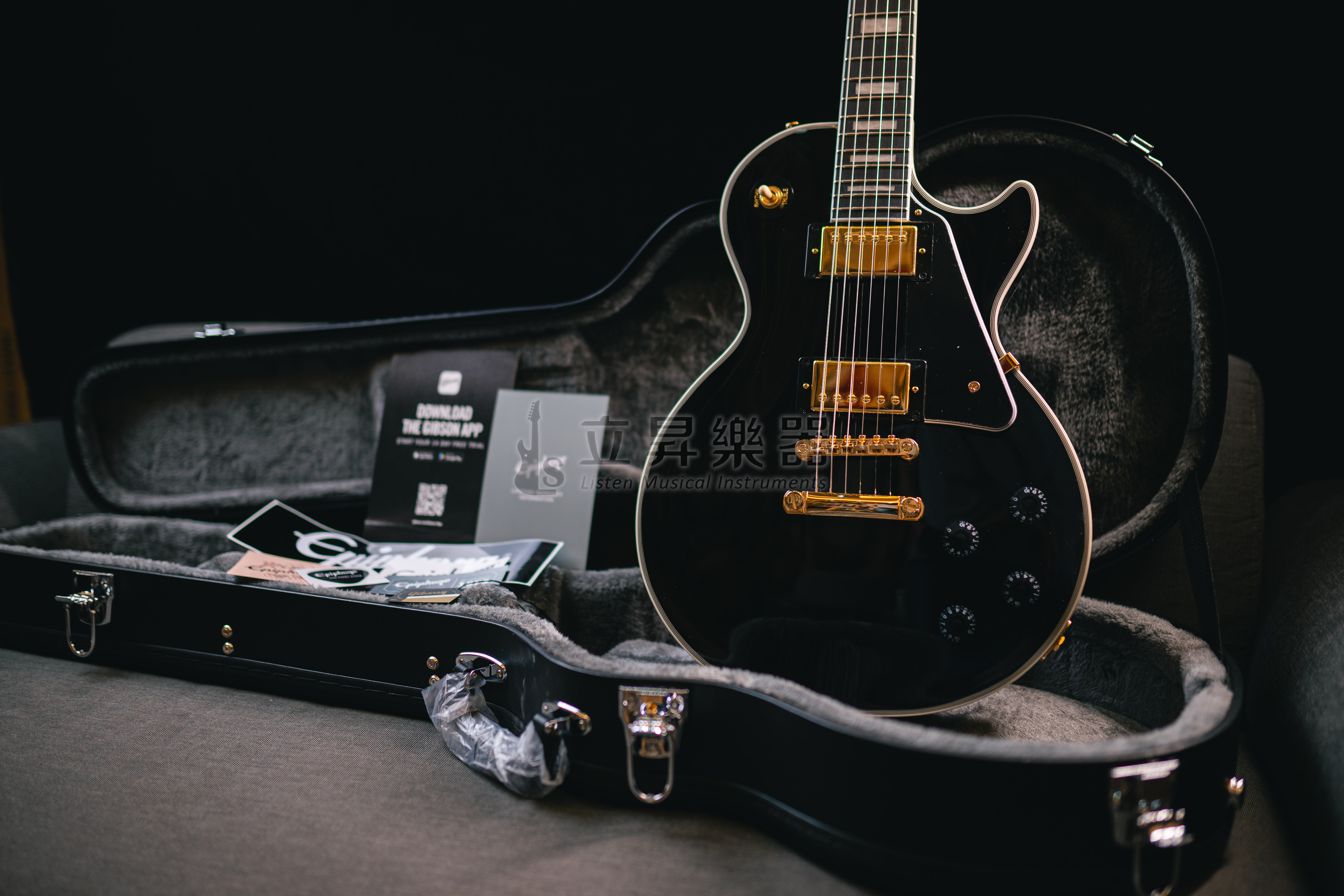 Epiphone Les Paul Custom Ebony 電吉他黑金色附硬Case