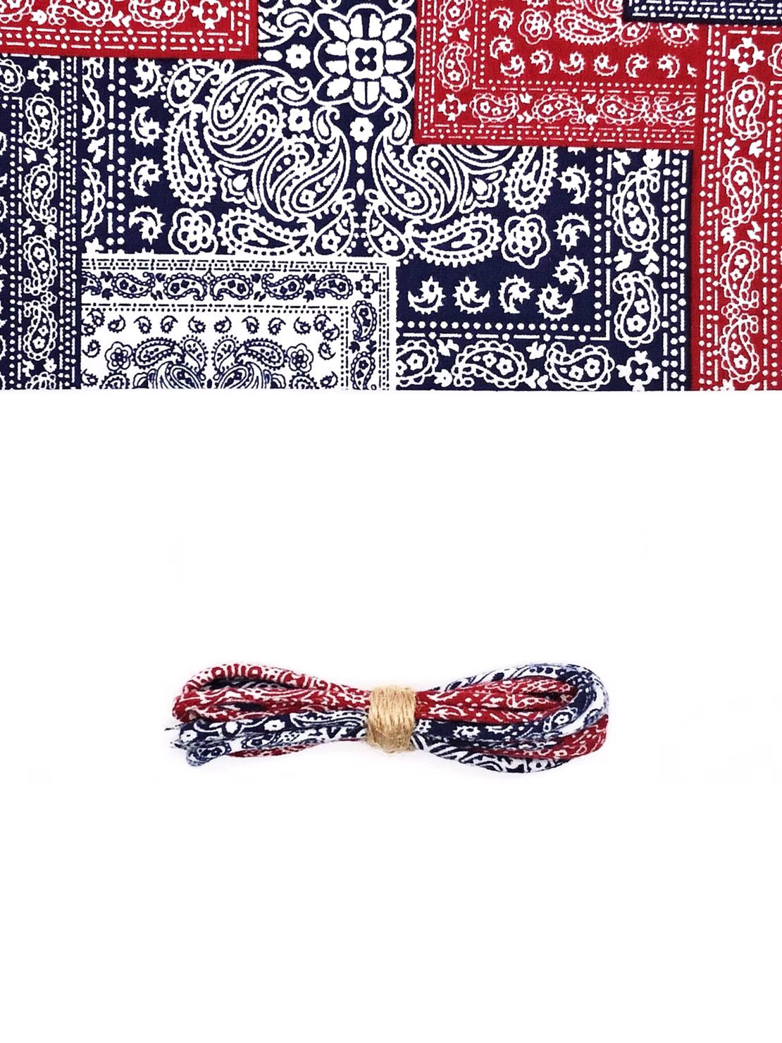 Yves 古布繩 - 黑紅拼布腰果花