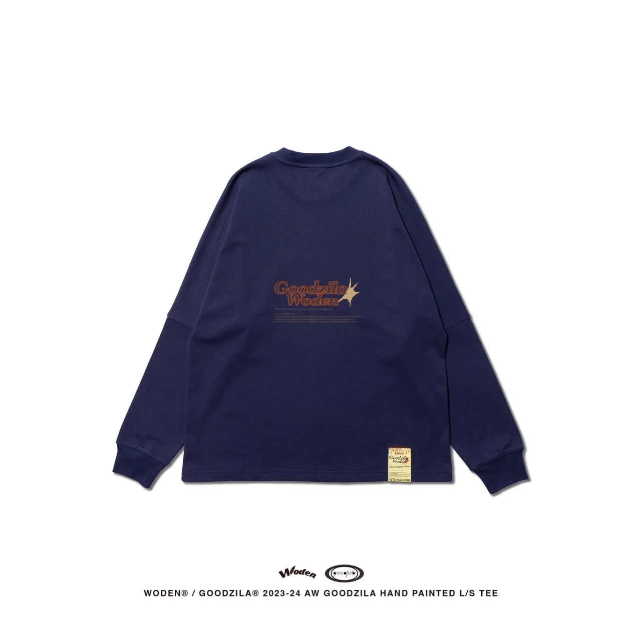 WODEN X Goodzila  033 Hand Painted L/S tee 藏青