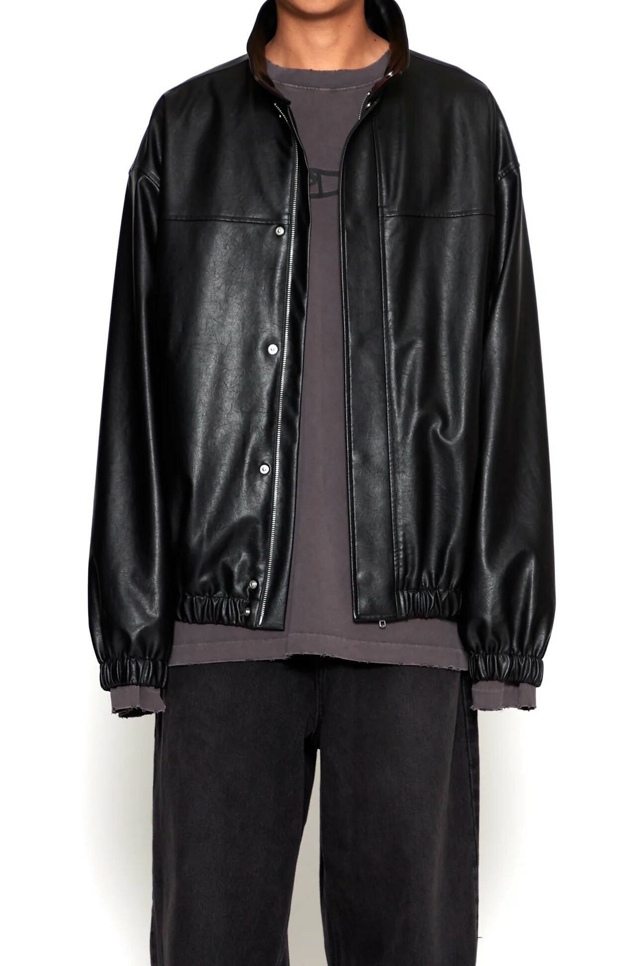 CODA BLACK SYNTHETIC LEATHER OVERSIZED TOUR JACKET