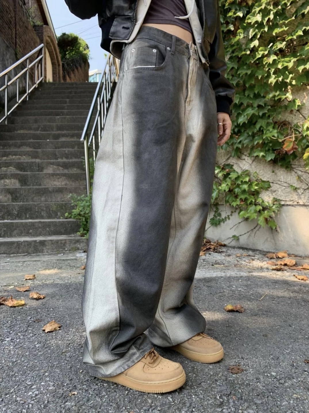 🇰🇷韓國 燻黑 Dirtyfit 直筒 牛仔褲