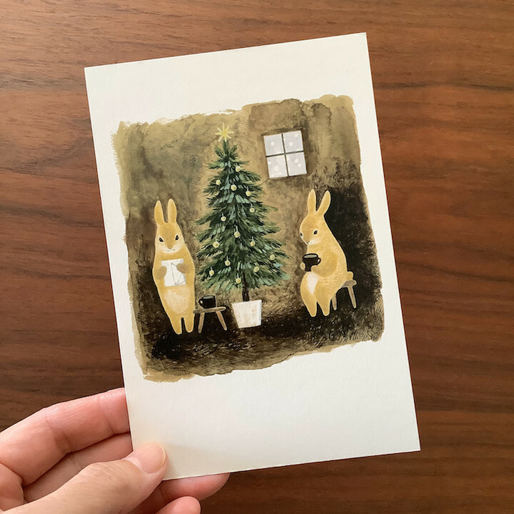 兔子聖誕節 插畫明信片｜日本 4legs