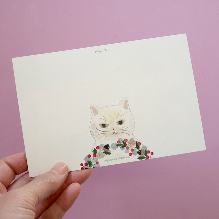 貓咪聖誕節 插畫明信片｜日本 4legs