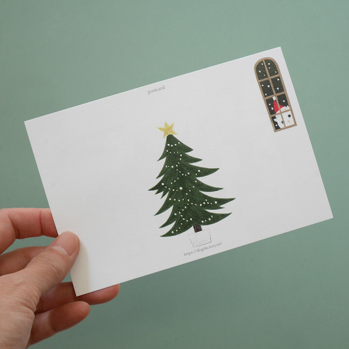 橘貓聖誕節 插畫明信片｜日本 4legs