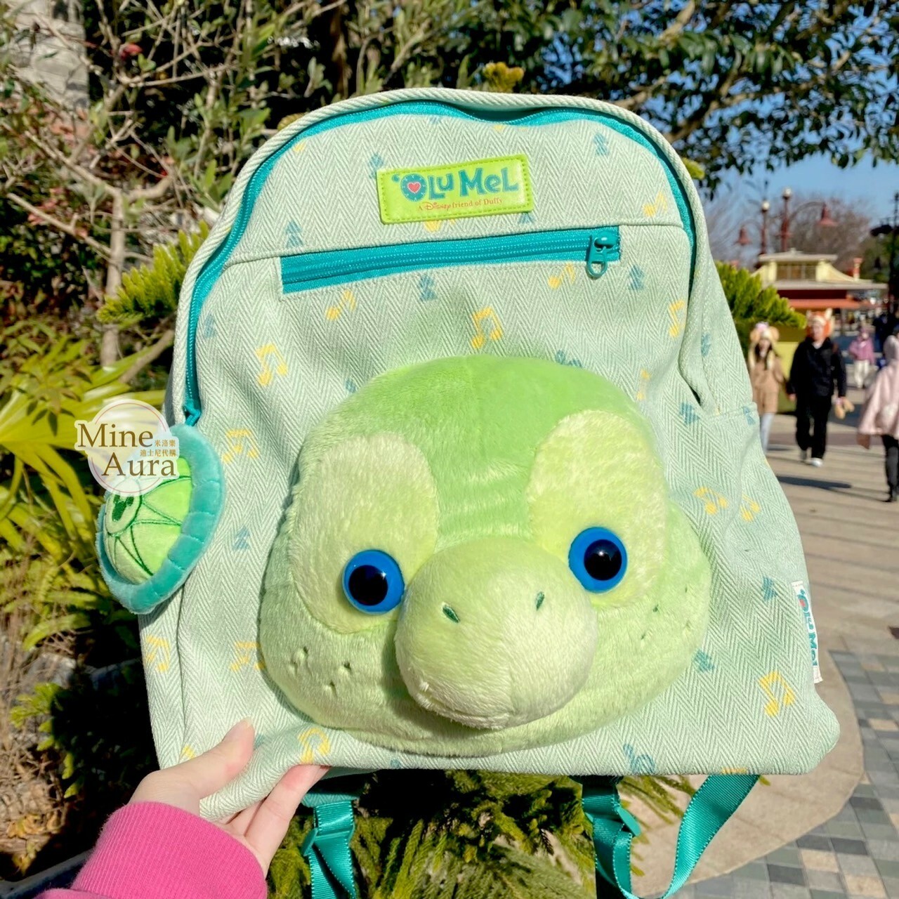 奧樂米拉 海龜 OluMel 絨毛大頭 造型 後背包 -上海迪士尼樂園