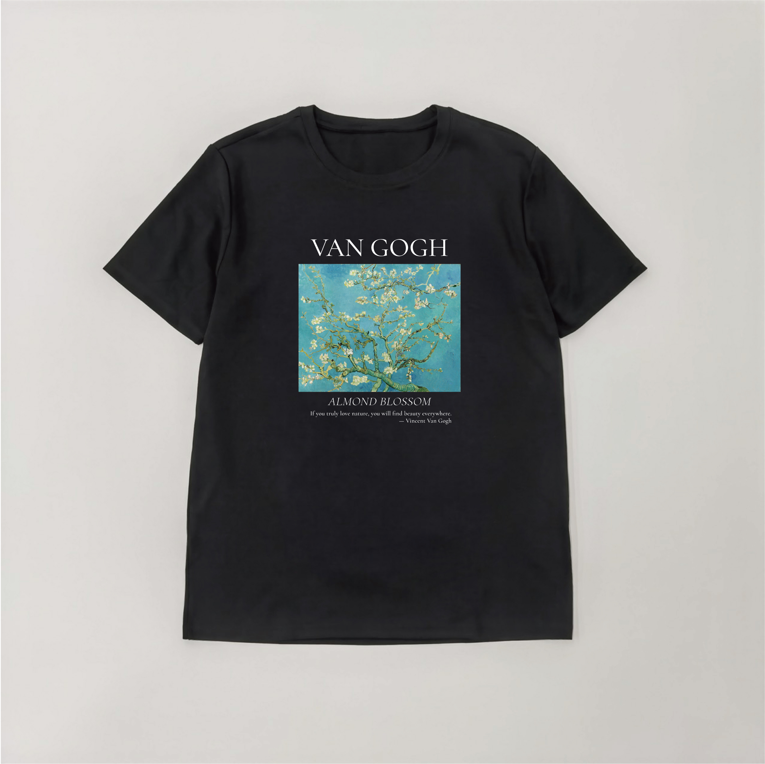 藝術T恤｜梵谷《盛開的杏花》黑