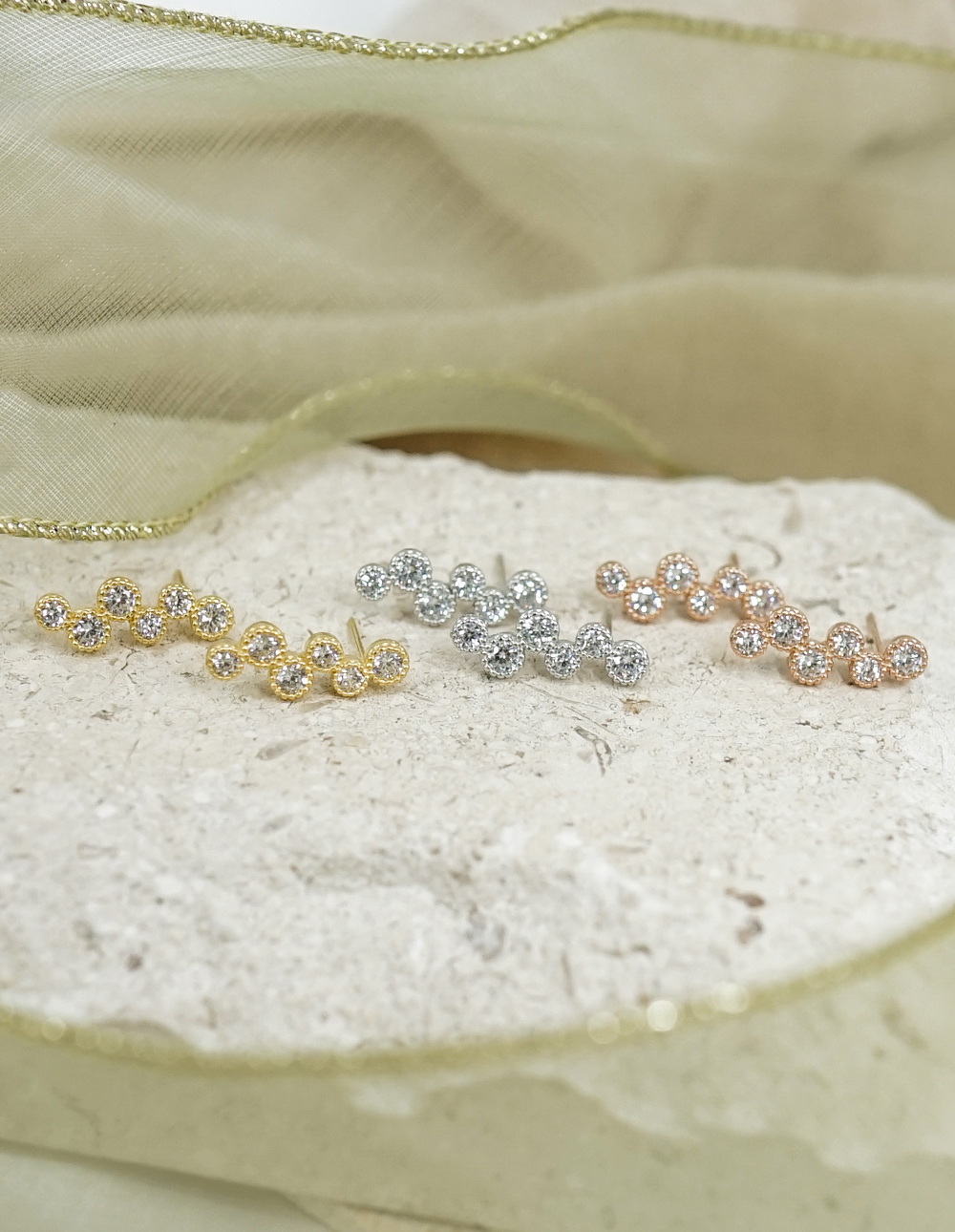 925 純銀滿版水鑽圈圈耳環