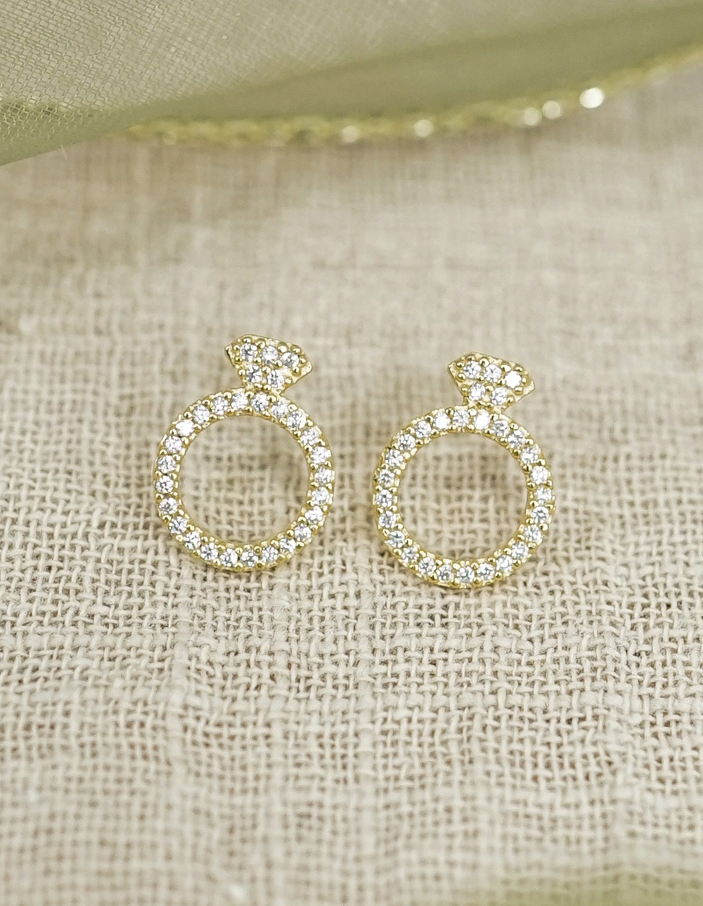 925 純銀鑽戒耳環