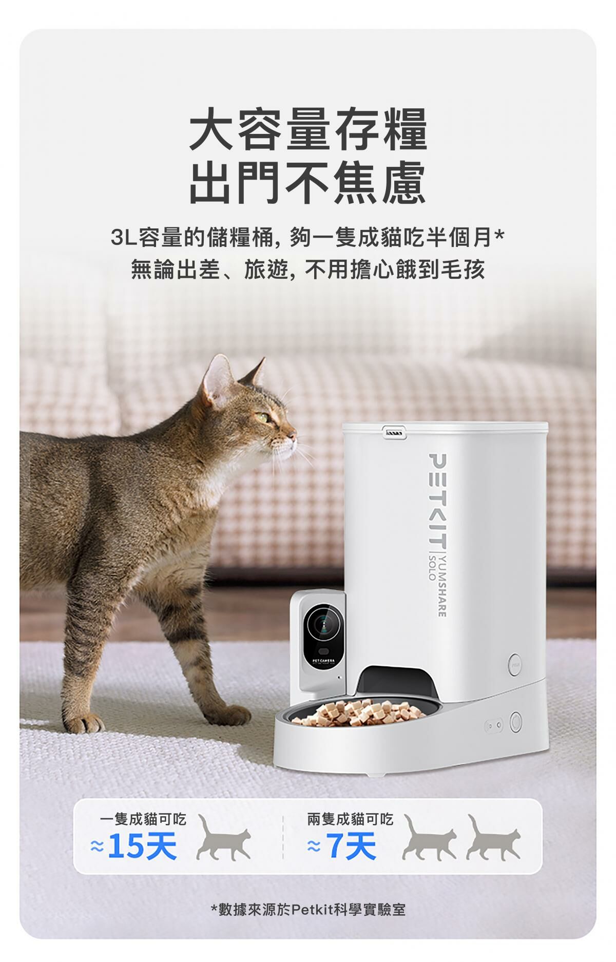 PETKIT Yumshare SOLO智能餵食器 (鏡頭版 / 實時影像)